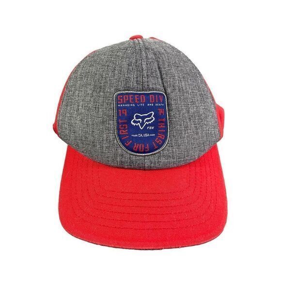 Fox Racing‎ Baseball Hat Cap Snapback Mens Unisex Adult Red Grey Embroide… - Picture 1 of 11